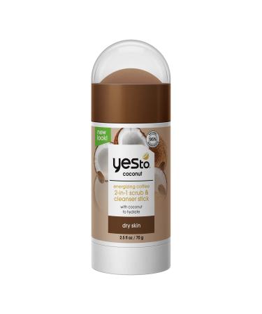 Yes To Coconut Coffee 2-In-1 Scrub  Cleanser Stick Exfoliating  Cleansing Formula To Wash Away Dirt  Grime While Packing A Hydration Punch With Coconut Oil Natural Vegan  Cruelty Free 2.5 Fl Oz Ultra Dry Skin