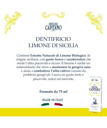 Pasta del Capitano 1905 Lemon Toothpaste - Organic Sicilian Formula for Healthy Gums & Fresh Breath | 75ml Made in Italy - Buy Online on GoSupps.com