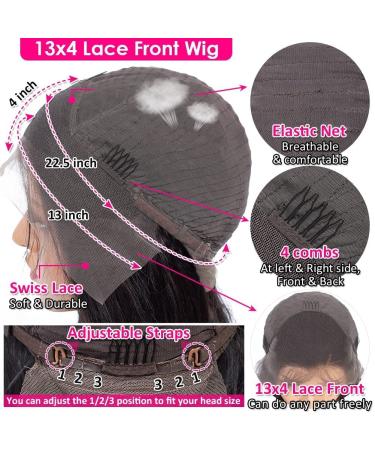 24 Inch Brazilian Virgin Straight Lace Front Wig | 180 Density HD Transparent Lace Frontal | Natural Color Human Hair Wig with Baby Hairline - Women's Glueless Wig - Buy Online on GoSupps.com
