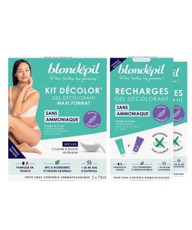 Blond pil - Lot Decolor Sans Ammoniaque creme decolorante visage & corps Peaux sensibles Rapide & Efficace Made in France 89% d ingr dients d origine naturelle Maxi format + 2 Recharges
