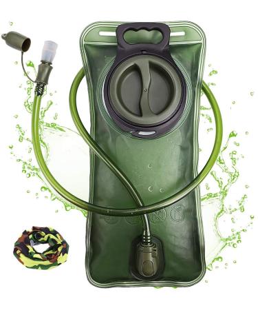 Hydration Bladder, 2L-3L Water Bladder for Hiking Backpack Leak Proof Water Reservoir Storage Bag, BPA-Free Water Pouch Hydration Pack Replacement for Camping Cycling Running, Military Green 2-3 Liter Military Green - 2L
