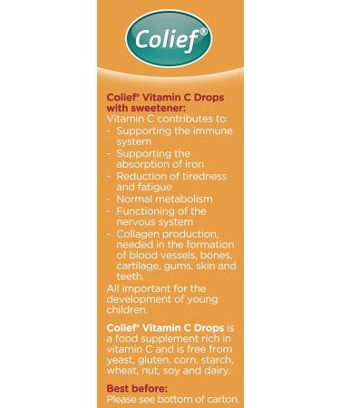 Colief Vitamin C Drops for Babies | Daily Immune Support for Infants Age +1 | Diary  Gluten and Preservative Free | Supports Development of Healthy Bones and Teeth | 600 Drops - Buy Online on GoSupps.com