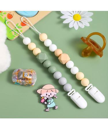 2 Pack Silicone Pacifier Clips for Baby Boys and Girls - Flexible Binky Holder in Green and Orange - Perfect Baby Gift - Buy Online on GoSupps.com