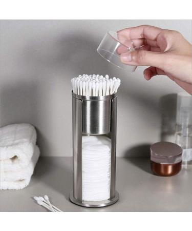 Raguso 2-Piece Cotton Pads Holder - Stainless Steel Makeup Organizer & Cotton Swab Storage Box with Lid for Q-Tips - Buy Online on GoSupps.com