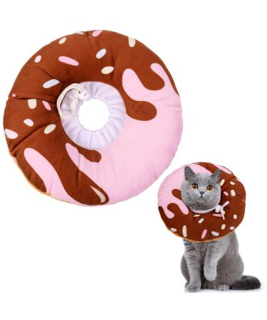 Xinzistar Rauskrause cats collar soft cat protective collar anti bite safety adjustable protective collar for pets cats dogs puppies kitten (chocolate donut s)