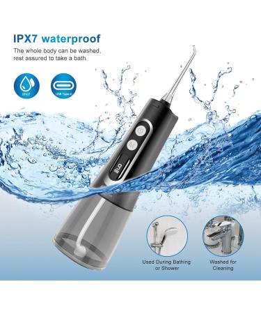 JNGOODS 300ml Rechargeable Water Dental Flosser - IPX7 Waterproof 9 Modes LED Display Portable Oral Irrigator for Home & Travel (Black - Buy Online on GoSupps.com