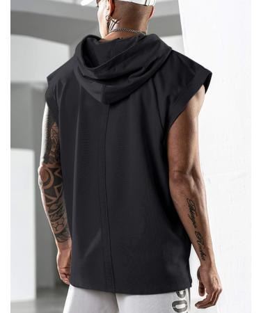 Lomon Men's Sleeveless Hoodie Tank Top - Muscle Workout Shirt Fitness Undershirt Black International Shipping Available - Buy Online on GoSupps.com