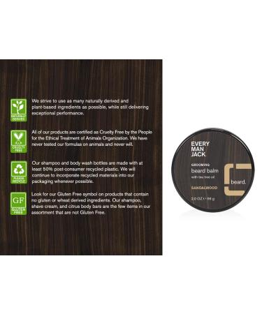 Every Man Jack Beard Balm - Sandalwood Fragrance | Moisturizes & Strengthens Beards - Natural Ingredients with Tea Tree Oil & Shea Butter - 2 oz - Buy Online on GoSupps.com