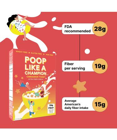 Poop Like A Champion Cinnamon Toast High Fiber Cereal - Keto Friendly & Gluten Free 11.3 oz - Buy Online on GoSupps.com
