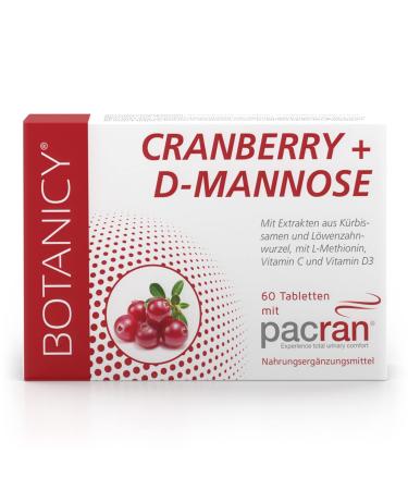 Botanicy Cranberry + D -Mannose - supports bladder and urinary tract - Pacran cranberry powder vitamin C and D3 pumpkin seeds & dandelion root extract - 60 cranberry tablets 60 capsules - Buy Online on GoSupps.com
