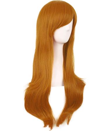MapofBeauty 28 Women Side Bangs Long Curly Hair Cosplay Wig - Golden Orange - Buy Online on GoSupps.com
