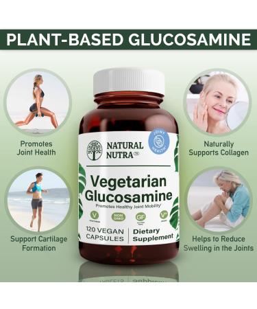 Natura Nutra Vegan Glucosamine Hydrochloride 750mg - Kosher, Shellfish Free, Plant Based Collagen Joint Support - 120 Capsules - Buy Online on GoSupps.com