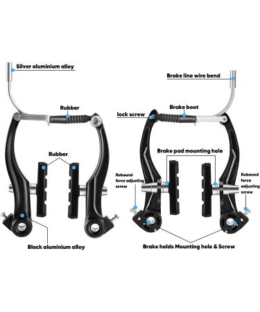 Hmseng 2 Pairs Universal V Bike Brakes Set - Mountain & Road Bike Replacement Kit - Black - Buy Online on GoSupps.com
