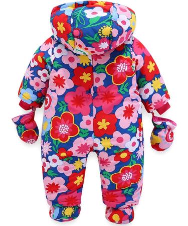 Baby Boys Winter Hooded Romper Snowsuit with Gloves & Booties | Cotton Jumpsuit Outfit 9-12 Months - Buy Online on GoSupps.com