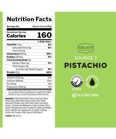 Source 7 Protein - Pistachio Gelato 2 lbs | 22g Protein 10g EAAs Velvety Smooth Texture - Premium Gelato-Inspired Flavor for Optimal Nutrition - Buy Online on GoSupps.com