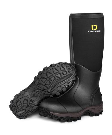 DRYCODE Rubber Boots for Men and Women, Waterproof Durable 6mm Warm Rubber Neoprene Boots, Rain Boot Outdoor Boots, Size 5-14 11 Women/11 Men Graphite Black