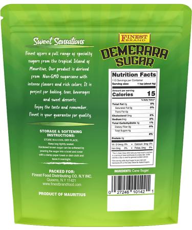 Finest Foods Demerara Sugar 1 lb - Product of Mauritius | 16 oz - Buy Online on GoSupps.com