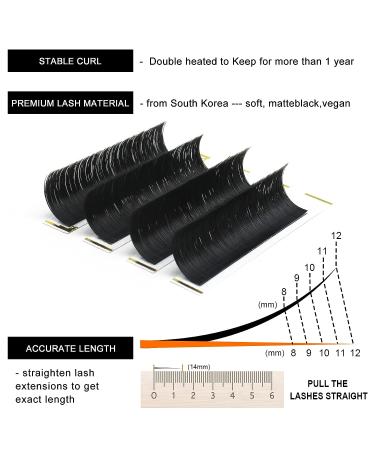 Volume Easy Fan Mega Volume Lash Extensions D-0.07 9-16mm - C D curl - 10-25mm Length - Buy Online on GoSupps.com