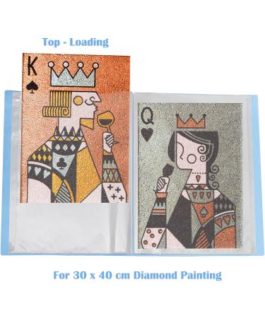 Diamond Painting Storage Book | 40 Clear Pocket Sleeves | Art Portfolio for 30x40 cm Presentation | Blue - Buy Online on GoSupps.com