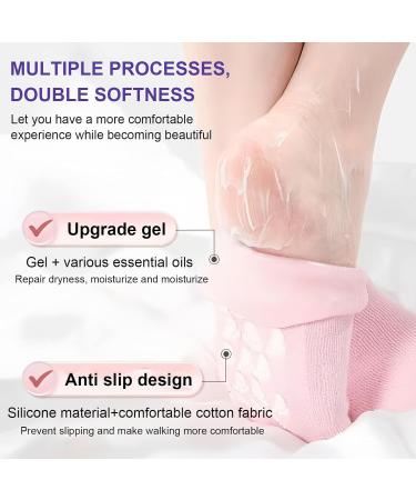 2 Pair Silicone Moisturising Socks Gel Socks for Repair Softening Reusable SPA Foot Care Socks Cracked Feet for Helps Repair Dry Cracked Skins and Softens Feet with 2 Lavender Foot Masks - Buy Online on GoSupps.com