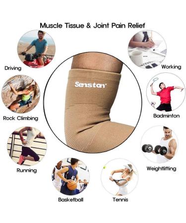 Senston Arm Support Sleeve for Tendonitis and Arthritis - Compression for All Sports - Men/Women/Youth - Breathable and Sweat Absorbent - Beige - Buy Online on GoSupps.com