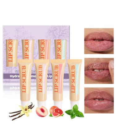 Lip scrub kit exfoliating lip scrub and moisturizing cream lip scrub exfoliating lip scrub - 4 moisturizing lip products for lip care set