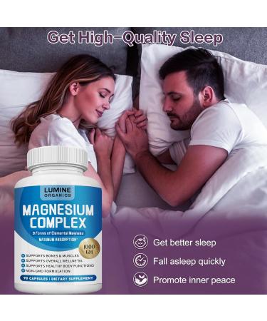 Lumine Organics Magnesium Complex Supplement 1000mg - Advanced 8-in-1 Magnesium Blend - Glycinate Citrate Malate Taurate etc. High Absorption Formula Non-GMO 90 Capsules (1) - Buy Online on GoSupps.com