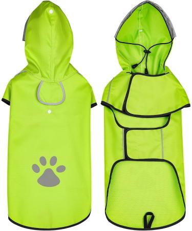 Reflective Dog Raincoat - Waterproof Adjustable Jacket for Small Medium & Large Dogs | Rain Cape with Hood for Walks - Size M - Green - Buy Online on GoSupps.com