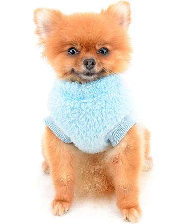 Smalllee Lucky Store Pets Sherpa Fleece Sweater Vest Turtleneck for Small Dogs & Cats - Warm Autumn Winter Clothing in Blue - Perfect for Yorkies & Chihuahuas - Buy Online on GoSupps.com