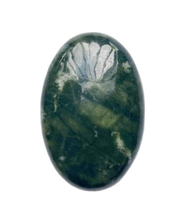 Manekieko Natural Green Jade Worry Stones Oval Palm Pocket Healing Crystal Massage Spa Energy Stone Green Jade