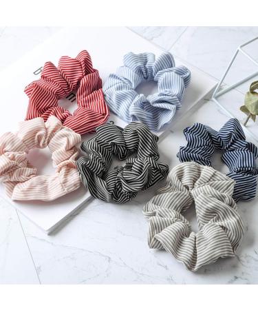 Beaupretty 6PCS Stripe Hair Scrunchies - Stylish Hairbands & Ponytail Holders for Girls | Trendy Hair Accessories - Buy Online on GoSupps.com