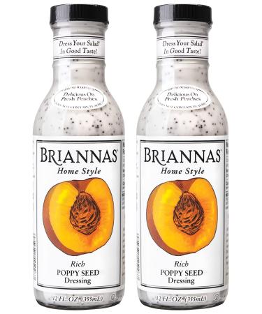 BRIANNAS Home Style Rich Poppy Seed Salad Dressing | Gluten Free, Vegan, Kosher | Made in Small Batches - 12 Fl Oz (2 Pack)