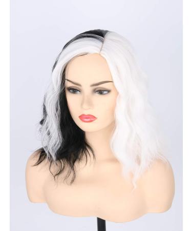 Topcosplay Women's Wig Half Blonde and Black Wig Long Curly Cosplay Wigs (White mixed Black) - Buy Online on GoSupps.com