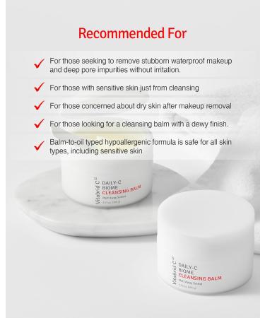 Daily-C Biome Cleansing Balm - Balm to Oil Gentle Makeup Cleanser - Hydrating & Exfoliating Antioxidant Face Cleanser with Vitamin C Cica Microbiome - Vibrant and Radiant Complextion 3.53oz. - Buy Online on GoSupps.com