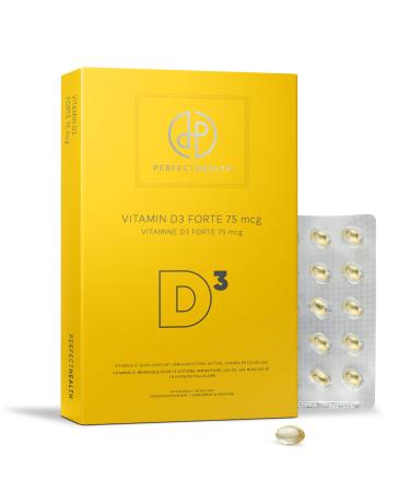 Perfect Health - Vitamine D3 Forte 75 mcg - 90 g lules - Vitamine D Haute Dose - Bon pour le syst me immunitaire les os les muscles et la division cellulaire - Sans gluten levure lactose et