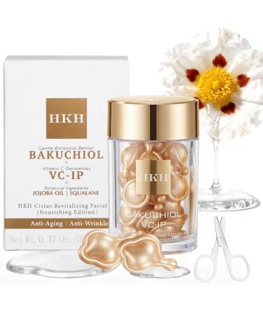 HKH Bakuchiol Retinol Serum For Face: 30 Capsules Anti-Aging Serum Sensitive Skin - SGS Tested Wrinkle Reduction in 4 Weeks - Night Repair Serum With Peptides & Plant-Based Retinol - Travel-Friendly
