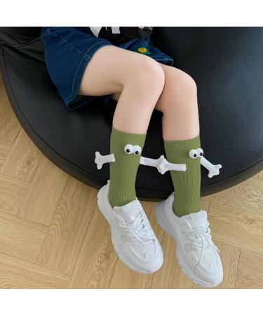 KSHSAA 2 Pair Couple Holding Hands Magnetic Socks for Kids - Funny 3D Doll Unisex Hiking Walking Socks in Green - Buy Online on GoSupps.com