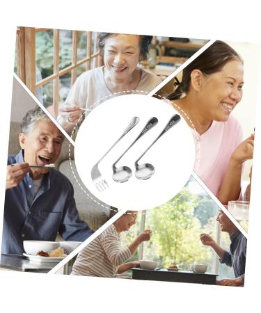 Shop NOLITOY Left Hand Cutlery Set - Adaptive Stainless Steel Utensils for Disabled & Elderly - Curved Spoon & Fork - Buy Online on GoSupps.com