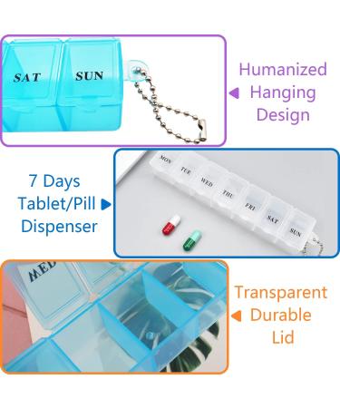 2Pcs Pill Box Organizer Travel Tablet Box 7 Days with Compartments - White and Blue - Buy Online on GoSupps.com