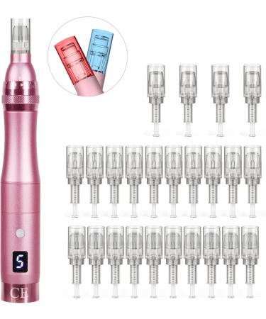 PELCAS 2 in 1 Microneedling Pen Derma Pen with 2 LED Colors & 6 Speeds Dermapen LCD Display with 24 Replacement Cartridges Rechargeable Cordless 0-2 mm Adjustable for Skin Care - Buy Online on GoSupps.com