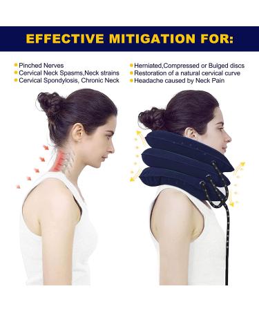 Cervical Neck Traction Device for Neck Pain Relief - Adjustable Inflatable Neck Stretcher and Brace - Blue Neck Traction Pillow for Decompression and Tension Relief - Buy Online on GoSupps.com