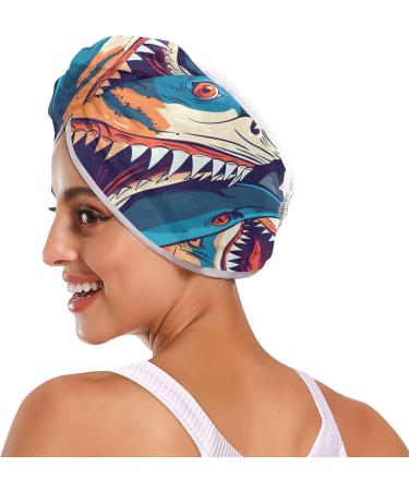Angry Sharks Hair Towel 2 Pack | Super Absorbent Quick Dry Hair Turbans for Women & Girls - Buy Online on GoSupps.com