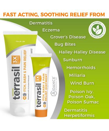 Terrasil Itch and Rash Ointment 14gm - Natural Relief for Grover's Disease, Erythrasma, Intertrigo, Pruritus, Miliaria, Poison Ivy, Oak, Sumac and Bug Bites - 0.49 Ounce - Buy Online on GoSupps.com
