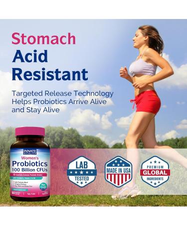 Innate Vitality Probiotics for Women 100 Billion CFUs 18 Strains Prebiotics and Probiotics with Cranberry Vitamin C & B6 P5P Vaginal & Digestive Health Non refrigerated 60 Caps - Buy Online on GoSupps.com