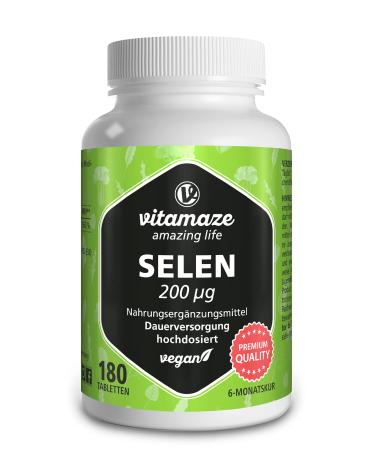 Selenium 200 mcg High Strength Mineral - 180 Vegan Tablets for 6 Months - Sodium Selenite for Better Absorption - Natural & Organic Without Additives German Quality - Buy Online on GoSupps.com