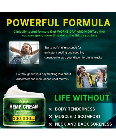 Natural Hemp Cream with Arnica, MSM, Turmeric, Emu Oil, Menthol, Aloe - 8 fl oz for Pain Relief in Muscles, Joints, Lower Back, Knees, Neck, Fingers, Elbows - Buy Online on GoSupps.com