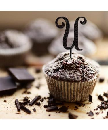 Letter U Wedding Cupcake Toppers Monogram Initial Last Name Glitter Black For Wedding Engagement Party Favors Beach Reusable Laurel Wreath Custom Any Initial Wedding Gifts 6PCS Style-5 - Buy Online on GoSupps.com