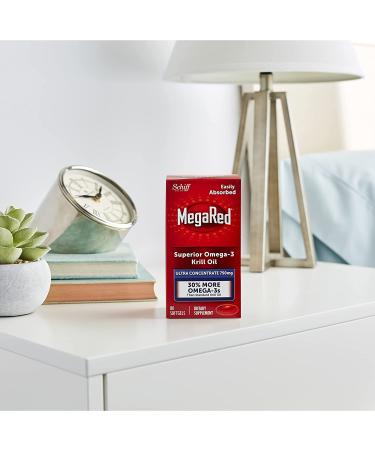 MegaRed Krill Oil 750mg Omega 3 Supplement | EPA  DHA  Astaxanthin & Phopholipids | Supports Heart  Brain  Joint  and Eye Health | No Fish Oil Aftertaste | 80 Softgels - Buy Online on GoSupps.com
