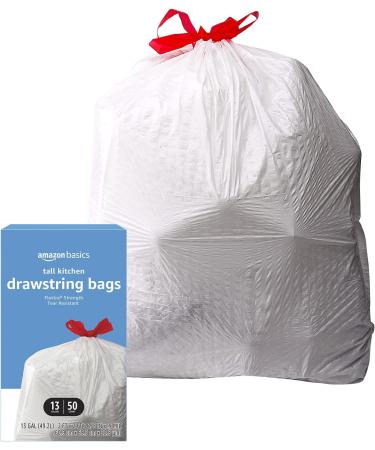 Amazon Basics Flextra Tall Kitchen Drawstring Trash Bags - 13 Gallon, 50 Count - Buy Online on GoSupps.com