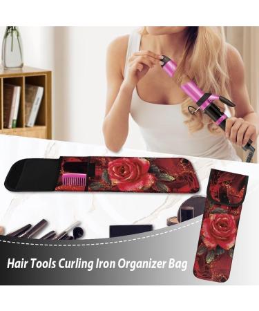 Neoprene Curling Iron Sleeve | Red Rose Straightener Holder & Travel Bag | Hair Accessories Organizer for Women | Perfect Gift - Buy Online on GoSupps.com